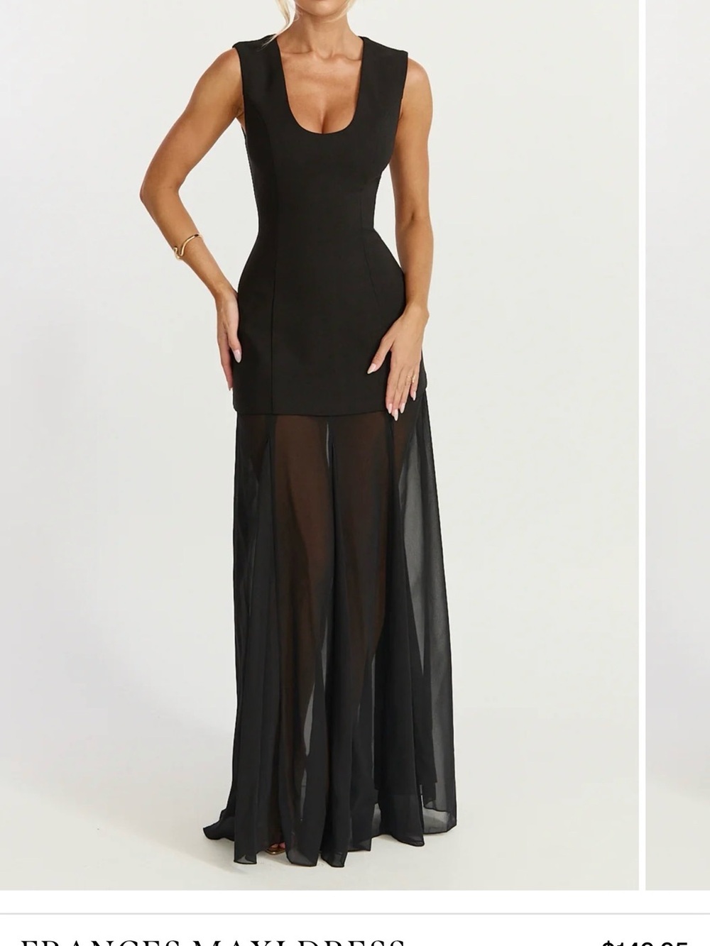 Showpo Black Sleeveless Maxi Dress with Sheer Skirt
